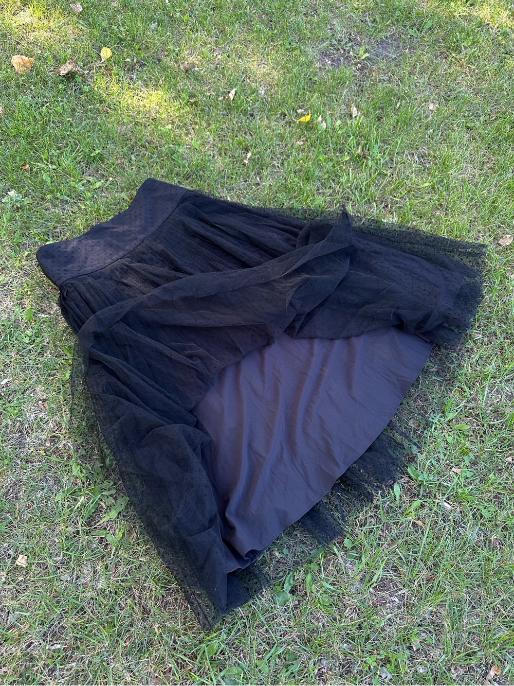 Black Polkadot Tulle Midi Skirt Size large